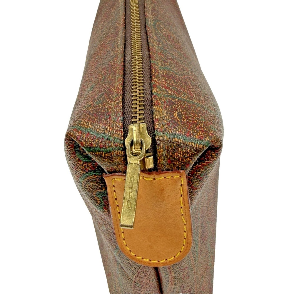 Authentic Etro Paisley Cosmetic Bag Italy Multicolor Makeup Pouch Zip Clutch - Picture 12 of 16